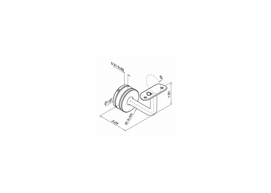 Handrailingsteun voor glas, handrailing Ø42,4 mm