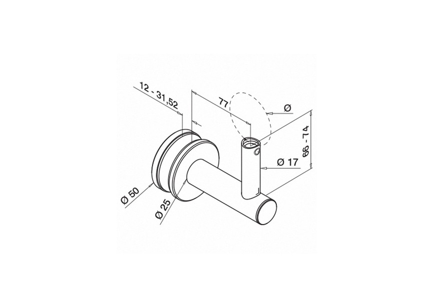 Support de main-courante, réglable, pour verre