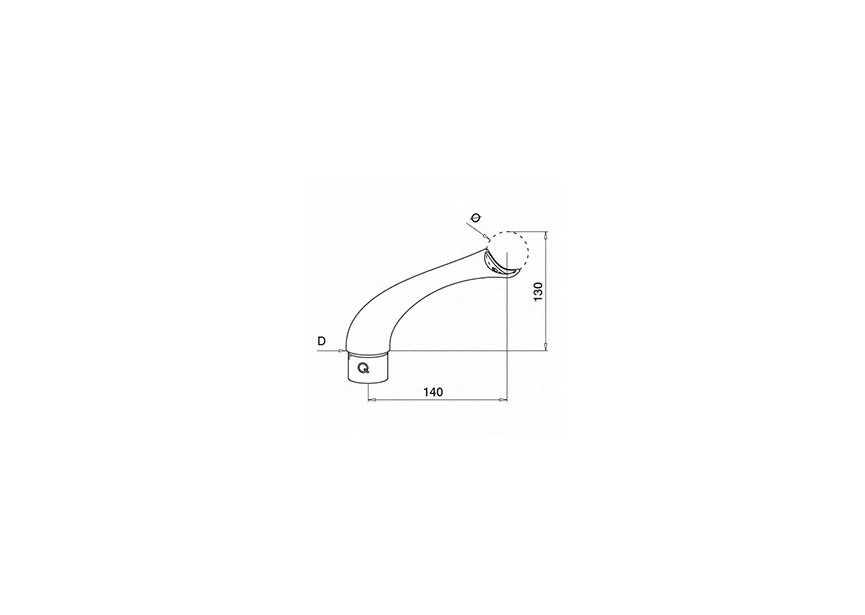 Buissteun, gebogen, Ø42,4 x 2 mm