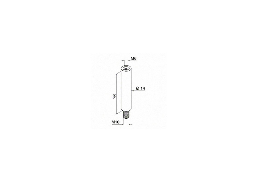 Handrailingsteun steel, Ø14 mm, M10/M6 draad