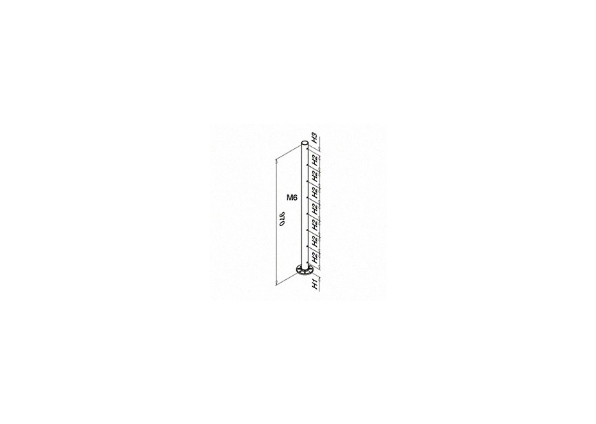 Baluster, Ø42,4 mm x 2 mm, M6 eenzijdig