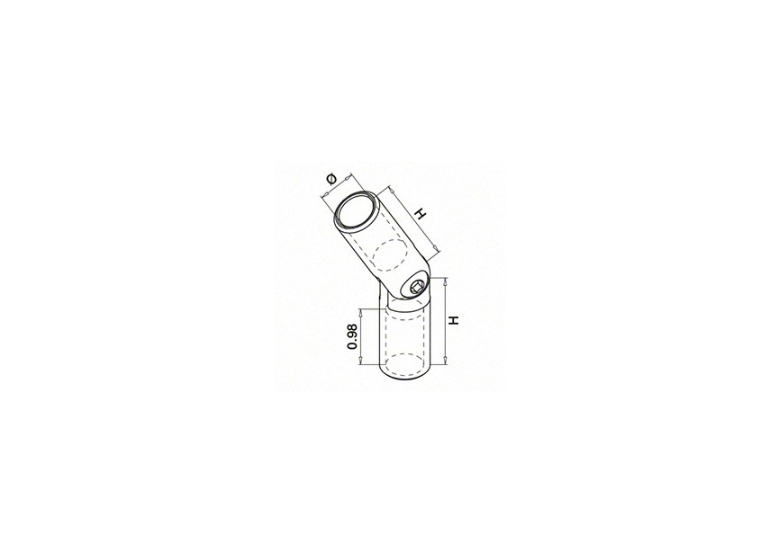 Raccord, orientable, pour barre, (- 90° á + 90°)