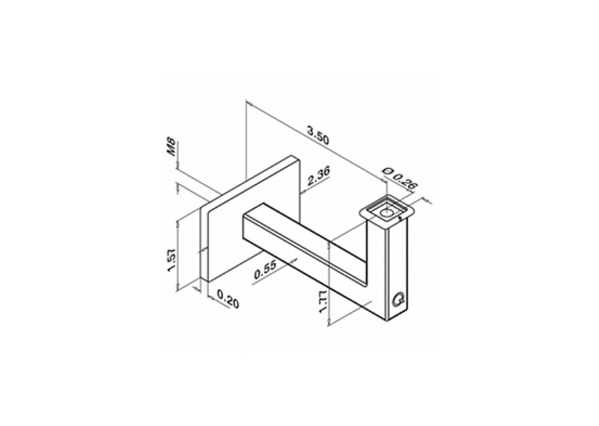 Handrailingsteun, Square Line, v. wandbevestiging