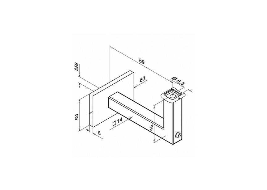 Handrailingsteun, Square Line, v. wandbevestiging