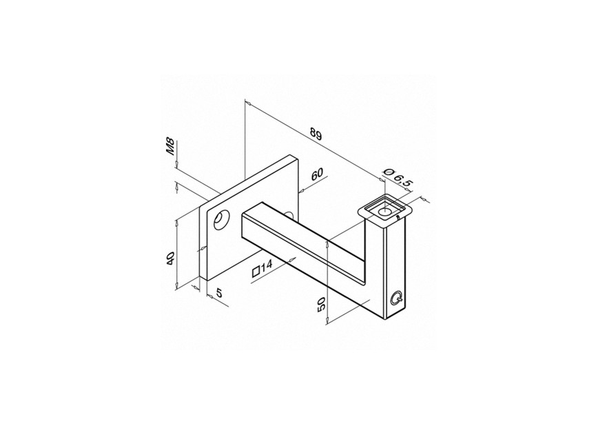 Leuninghouder, wand, MOD 4112, RVS304; 134112-000-12