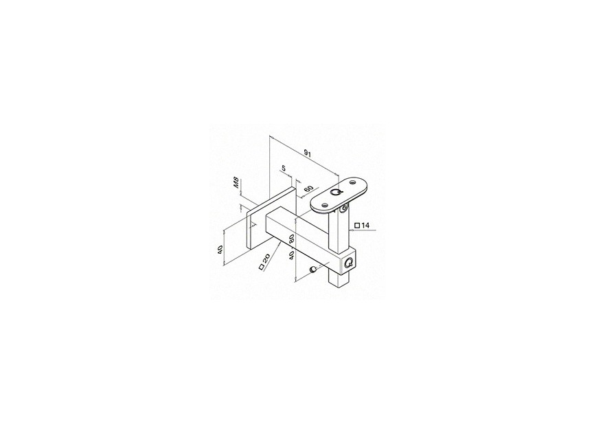 Handrailingsteun, Square Line, variabel, v. wand