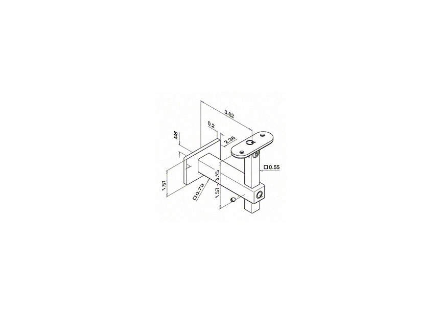 Handrailingsteun, Square Line, variabel, v. wand