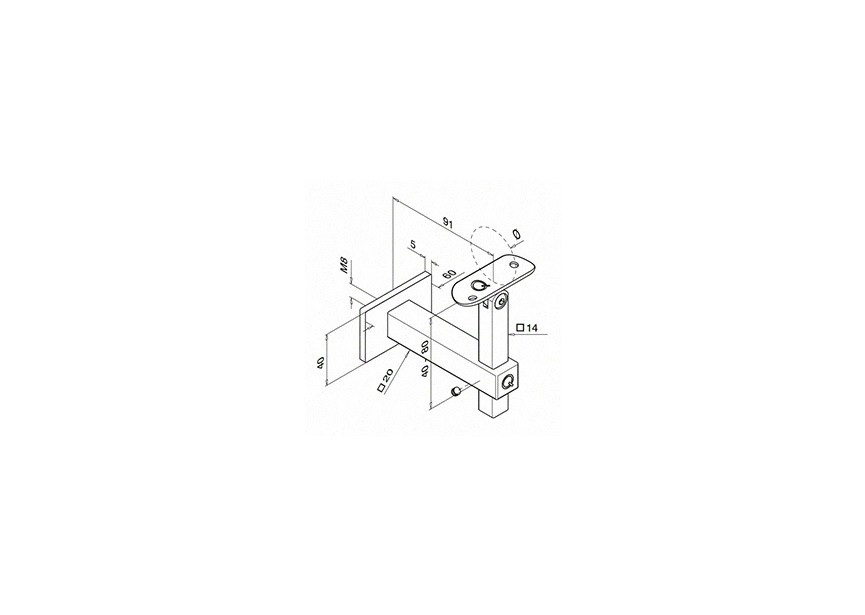 Handrailingsteun, Square Line, variabel, v. wand