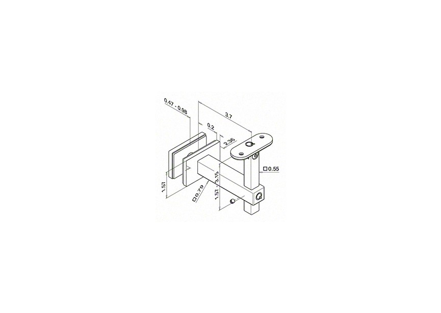 Handrailingsteun, Square Line, variabel