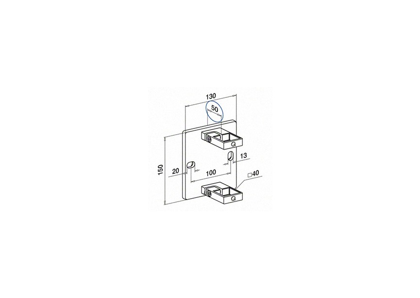 Balustersteun, Square Line, MOD 4551, zijmontage