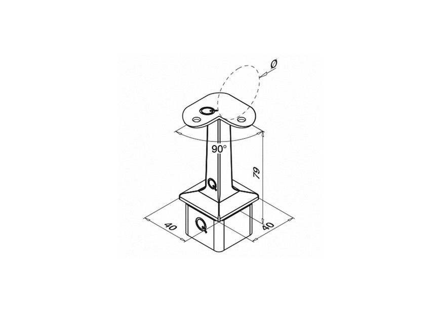 Support de main-courante sur poteau, Square Line