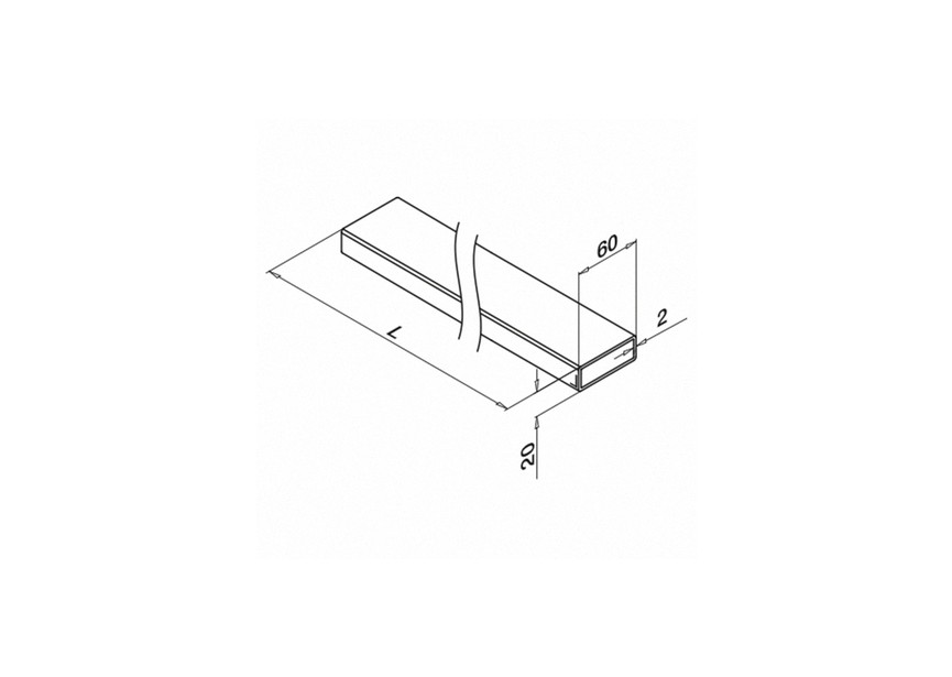 Rechthoekige buis, 40x10x1,5 mm