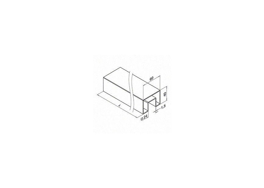 U-profielbuis, rechthoekig, 60x40x1,5 mm