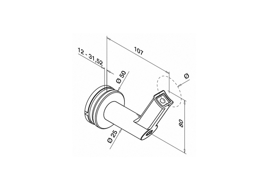 Handrailingsteun voor glasmontage