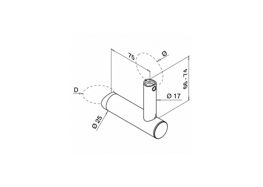 Handrailingsteun, verstelbaar, v. buis, Ø42,4 mm