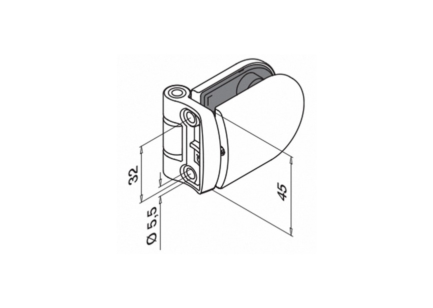 Scharnier voor glas 6-12,76 mm, MOD 0281, 316; 140281-042