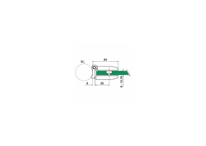 Charnière, tube Ø42,4 mm - verre 6 - 12,76 mm; 140281-042