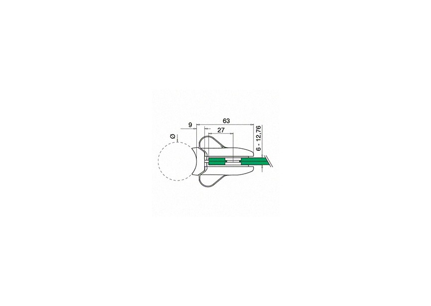 Schuifslot, buis Ø42,4 mm - glas 6 - 12,76 mm