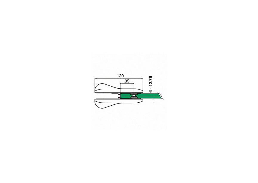 Schuifslot, glas - glas 6 - 12,76 mm