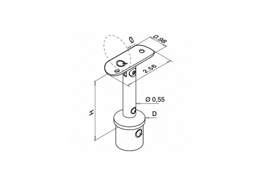 Support de main-courante sur poteau, orientable