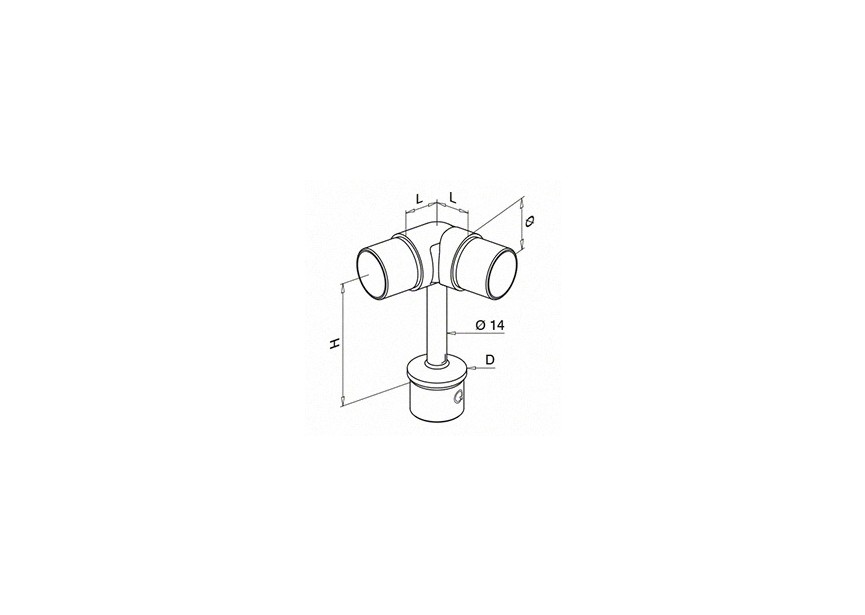 Support de main-courante, tube Ø42,4 mm x 2 mm