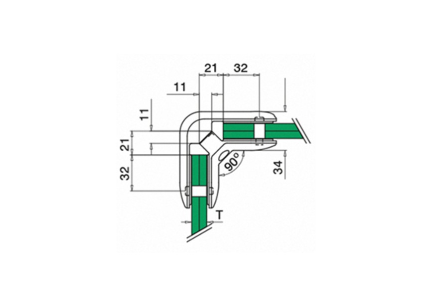 Pince de liaison, dangle 90°, MOD 28, 6-12,76 mm