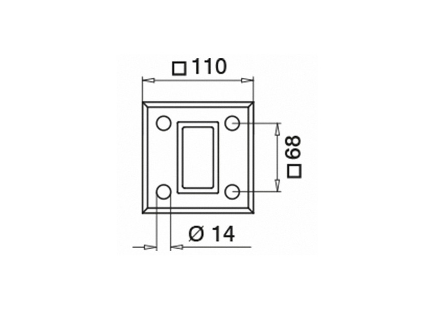 Aanlasflens, Square Line, buis 60x30 mm