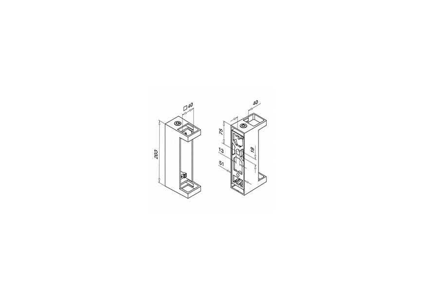 Balustersteun, Square Line, MOD 4558, zijmontage