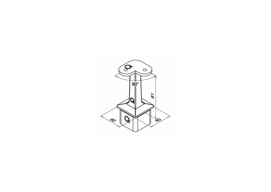 Buissteun, Square Line, 90°, 40x40x2 mm