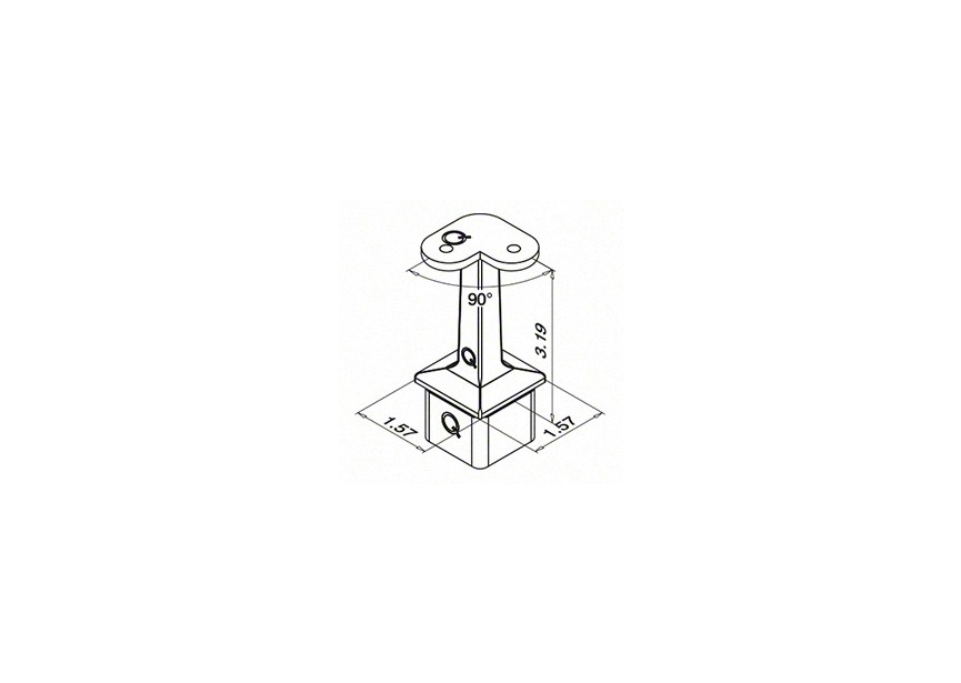 Buissteun, Square Line, 90°, 40x40x2 mm