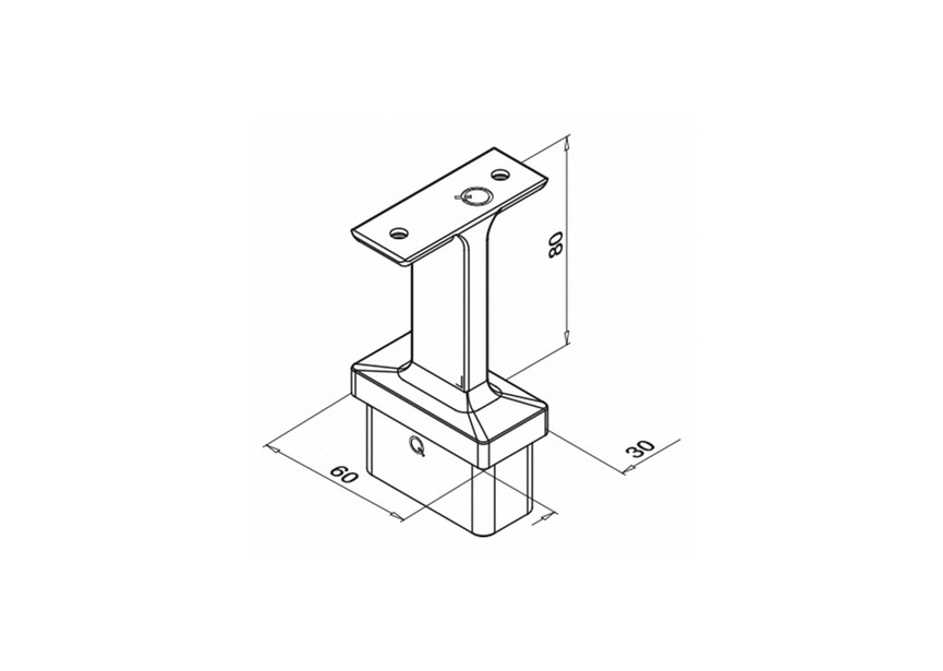 Support de main-courante sur poteau, Square Line