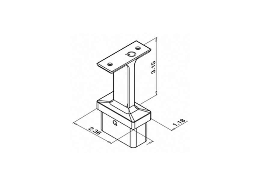 Buissteun, Square Line, 60x30x2,6 mm