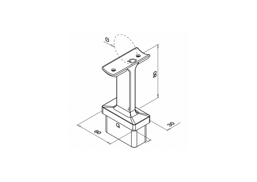 Buissteun, Square Line, 60x30x2,6 mm