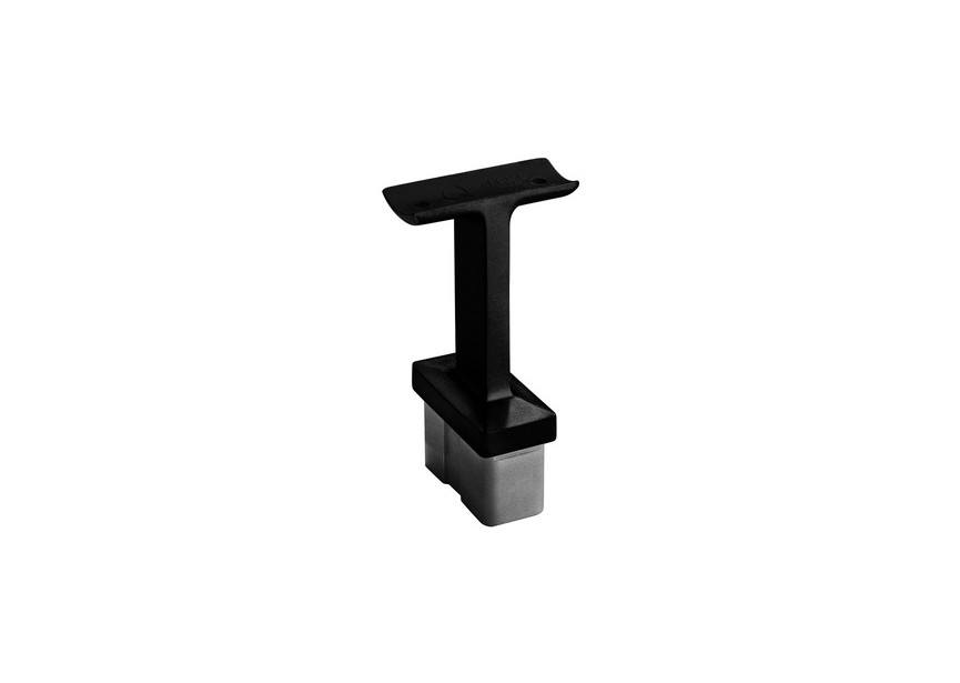 Support de main-courante,droit,poteau60x30mm,D42,4mm,inox 316,noir sat.(RAL9005),surf.text.,1couche