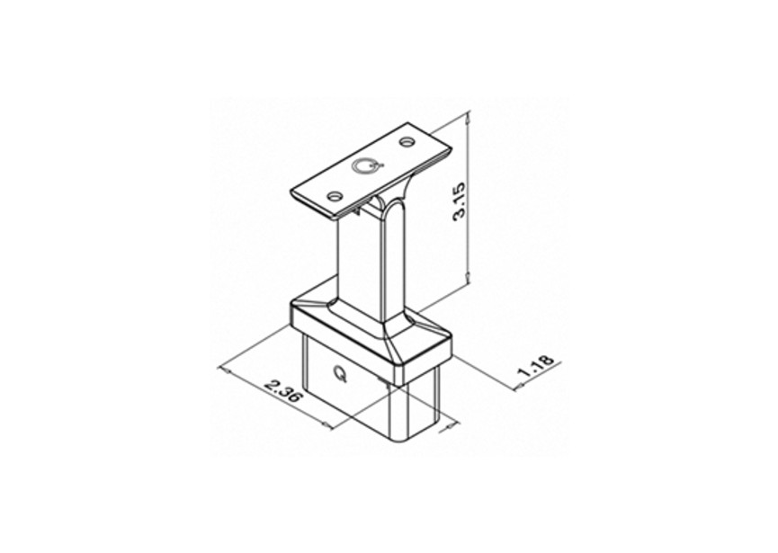 Buissteun, Square Line, variabel, 60x30x2,6 mm