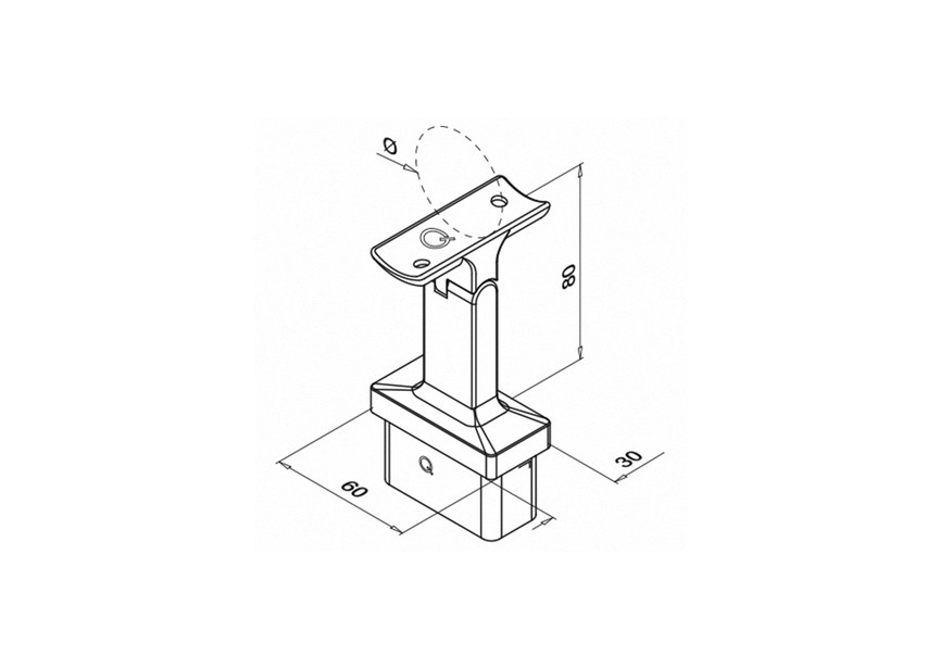 Buissteun, Square Line, variabel, 60x30x2,6 mm