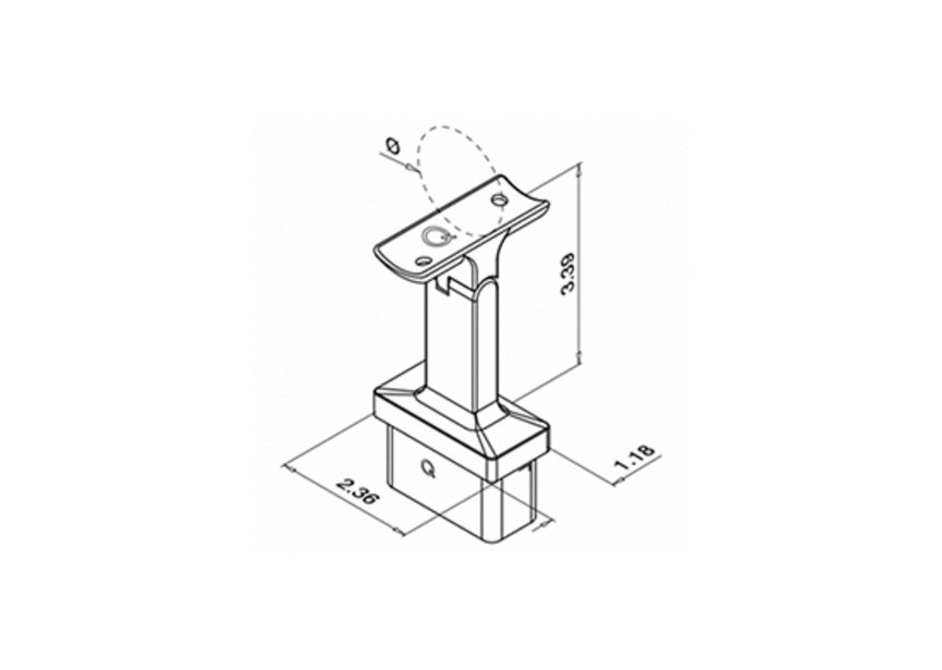 Support de main-courante sur poteau, Square Line