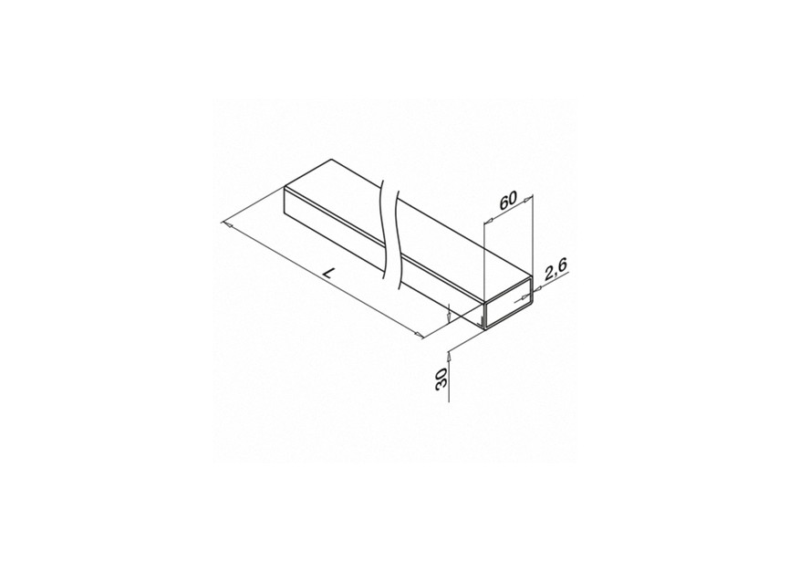 Rechthoekige buis, 60x30x2,6 mm