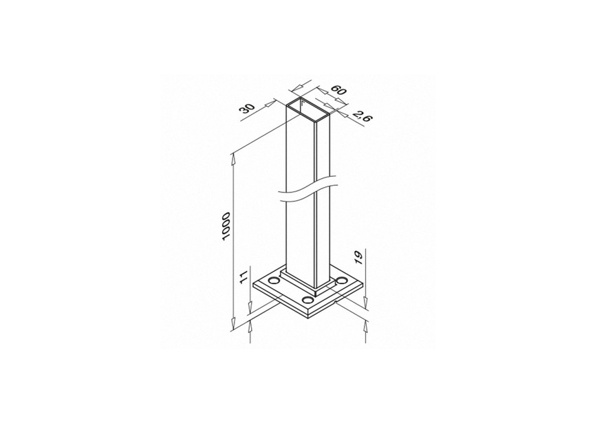 Baluster, Square Line, 60x30x2,6 mm