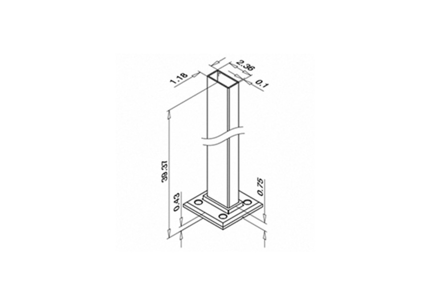 Baluster, Square Line, 60x30x2,6 mm