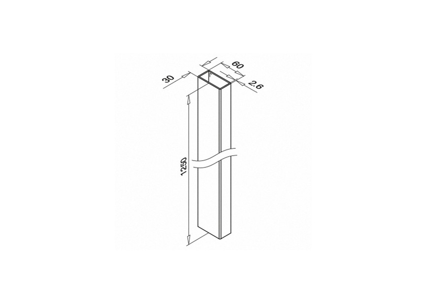 Tube, Square Line, 60x30x2,6 mm