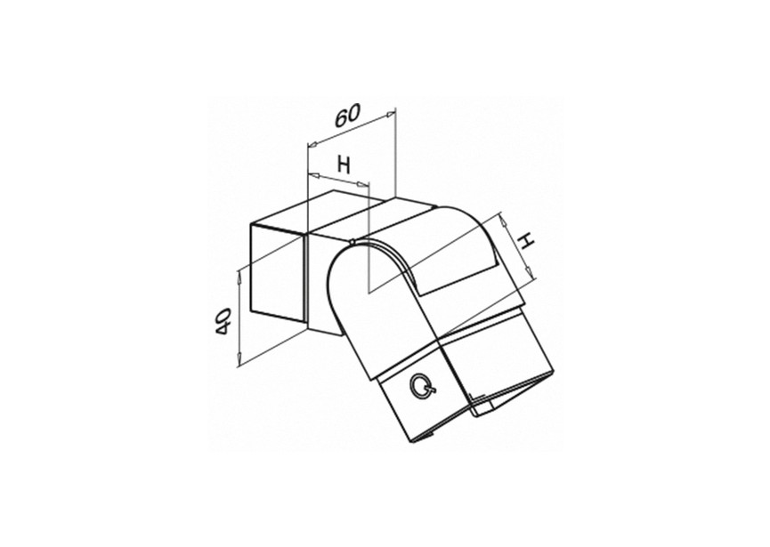 Raccord, orientable, (25°-55°), vers le bas