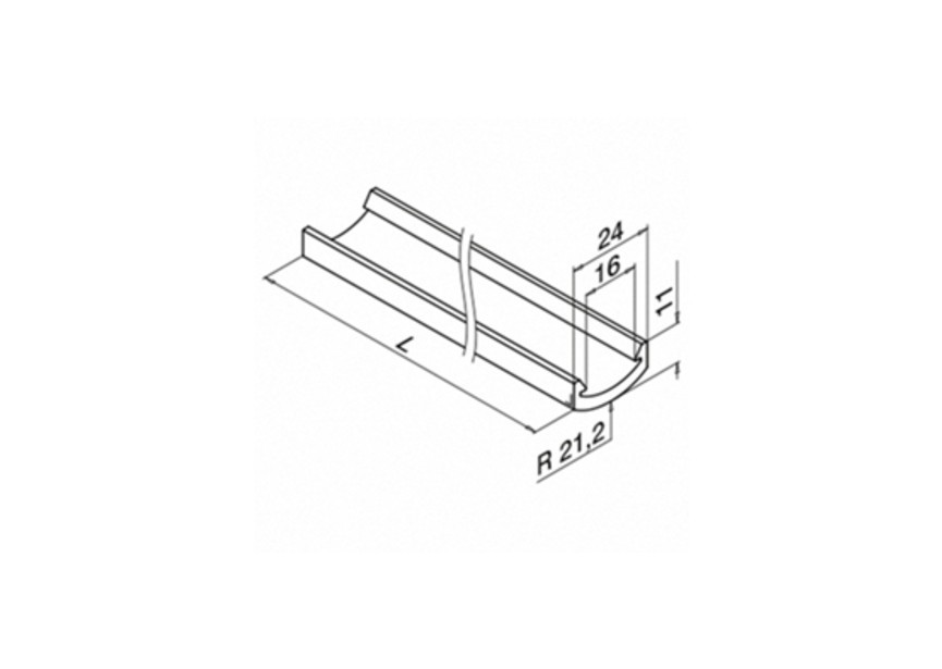 LED afdekprofiel voor LED draagprofiel, U=24x24mm