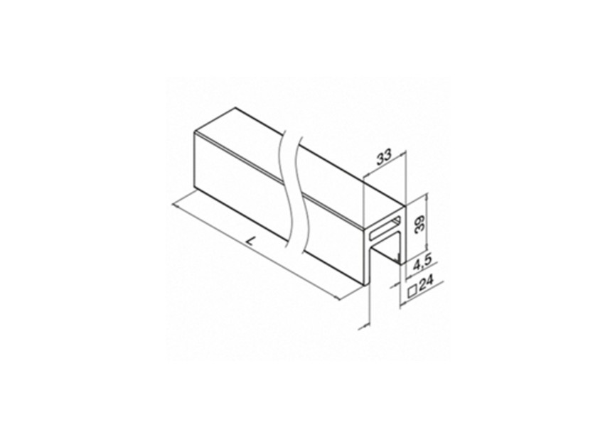 U-profielbuis, rechthoekig, 33x39x4,5 mm