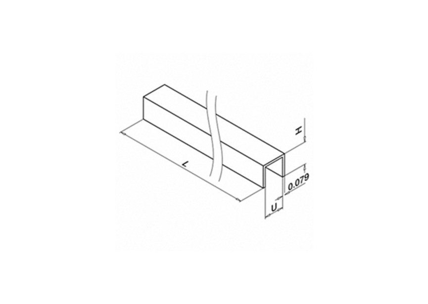 Profil en U, 17,25 x 15 x 2 mm, p. verre 12,76 mm