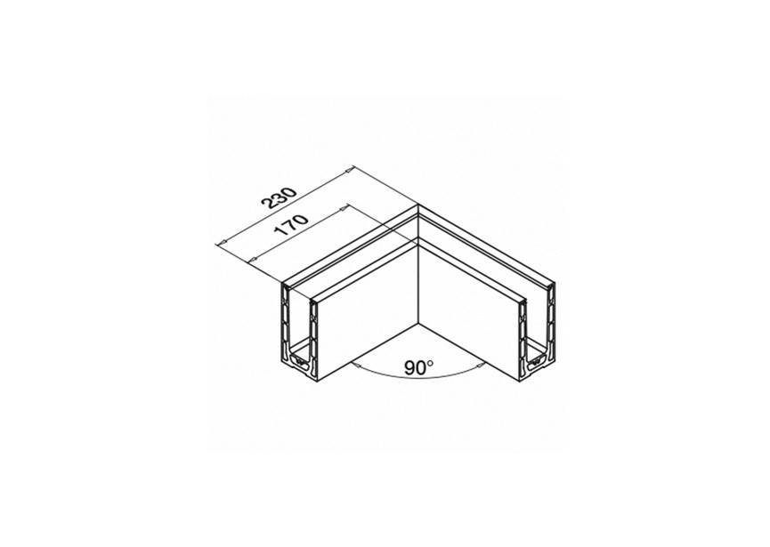 90° hoek, Easy Glass Smart, topmontage