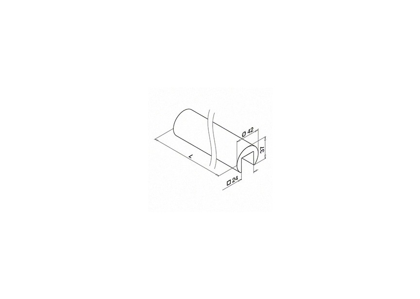 Houten U-profiel-handrailing, Ø42 mm, L=2500 mm