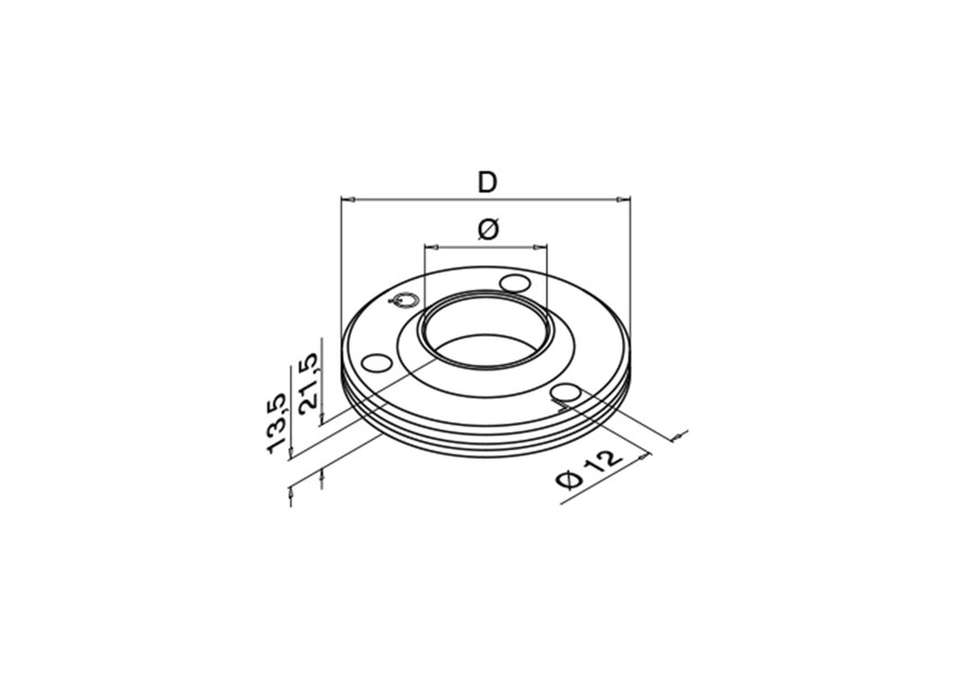 Embase a souder avec caoutchouc,48,3mm,115mm,rvs316,brut