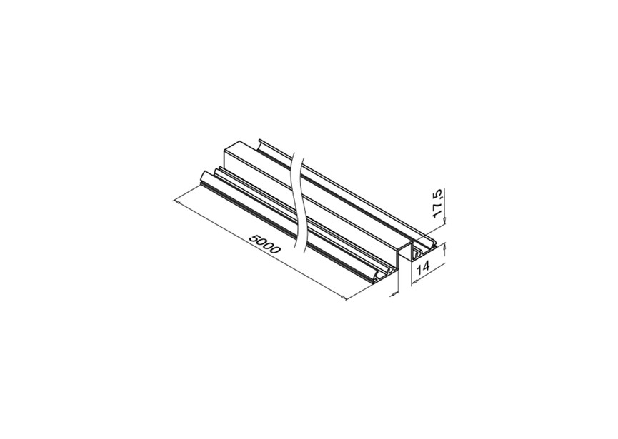 Glasrail, Easy Alu, boven, 67x19 mm