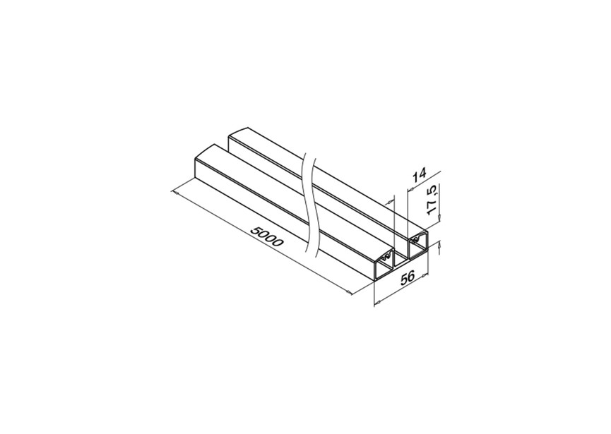 Glasrail, Easy Alu, onder, 55x25 mm